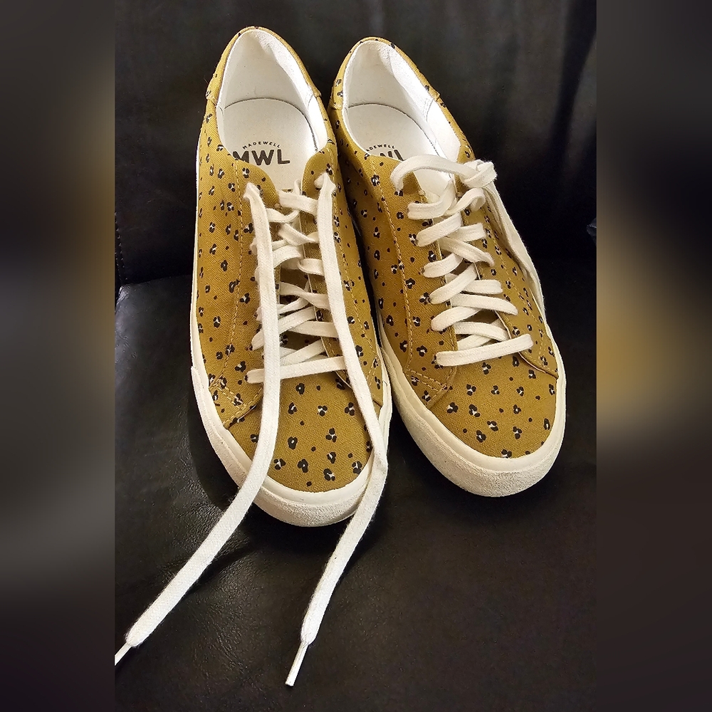 Madewell Sidewalk Low Top Sneakers Mini Leopard Print Women Size 8 EUC - Picture 1 of 15